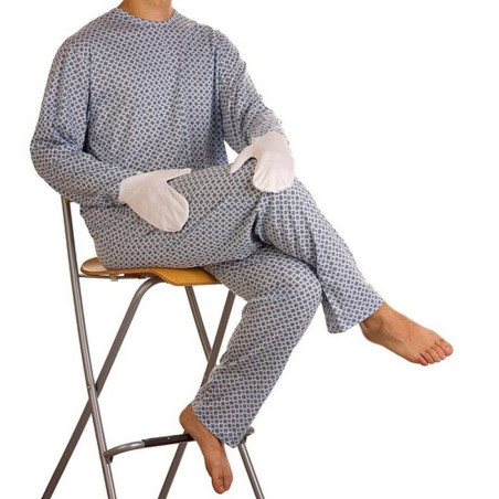 Pigiama anziani disabili caldo cotone con guanti art.1003 - M