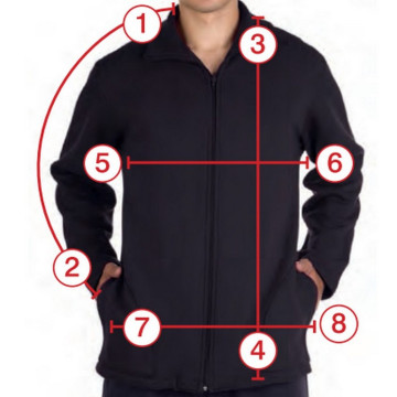 Guida alle taglie maglia tuta sanitaria con apertura totale tramite cerniere