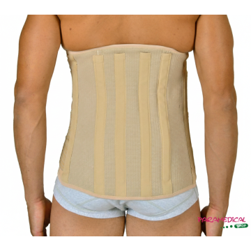 Dettaglio posteriore del corsetto con stecche di rinforzo e incrocio elastico - ParamedicalShop