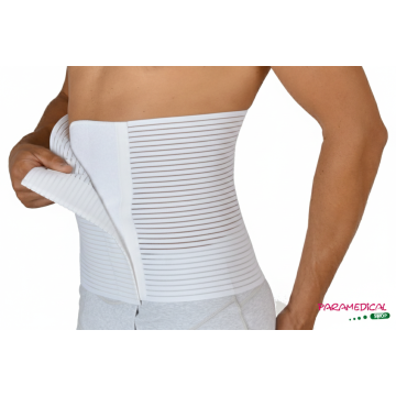 Dettaglio della chiusura a strappo regolabile della fascia elastica bianca - ParamedicalShop