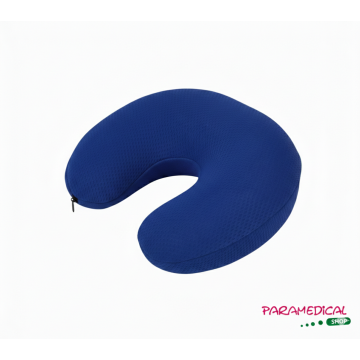 Supporto ergonomico per il collo in materiale viscoelastico con fodera traspirante 3D blu.